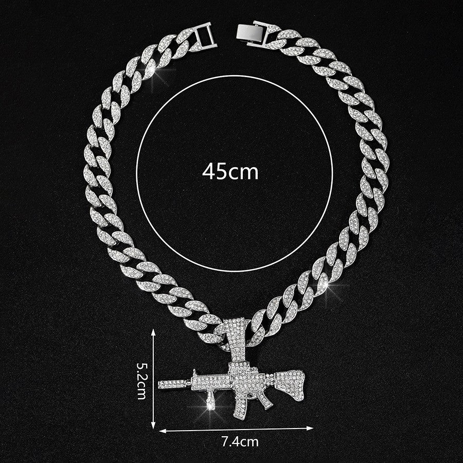 Wholesale Diamond Gun Pendant Alloy Necklace